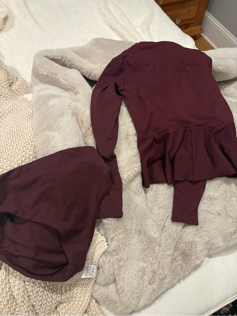 New never worn Spanx bathing suit top and bottom burgundy